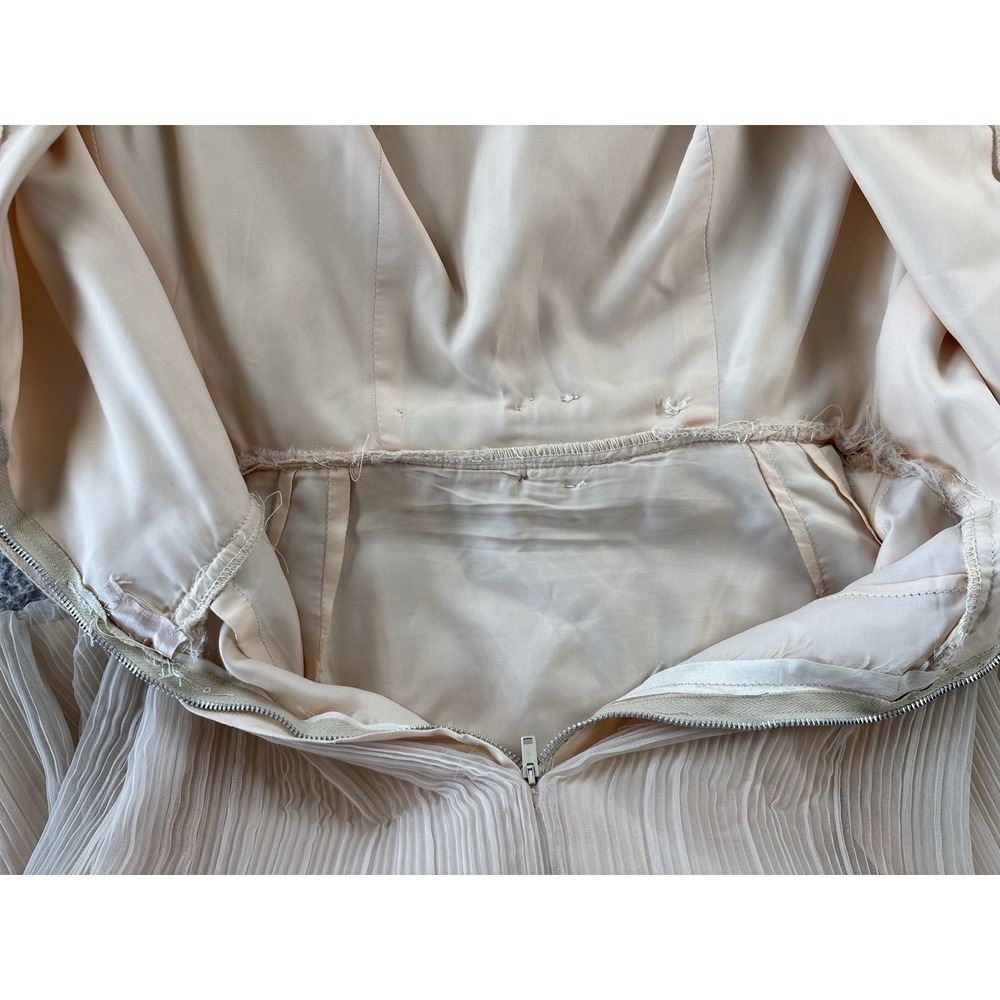Vintage Miss Elliette Chiffon Maxi Dress Womens 6 Lace Trim Semi Sheer Boho 70s - Picture 14 of 15